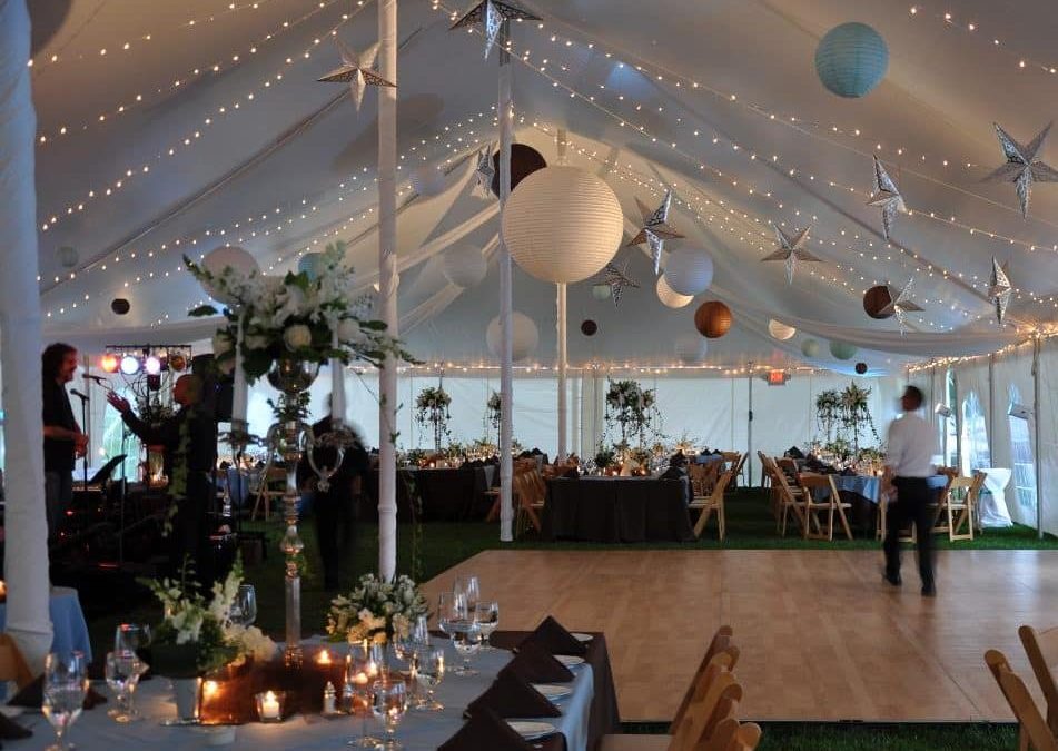 wedding tent with lights